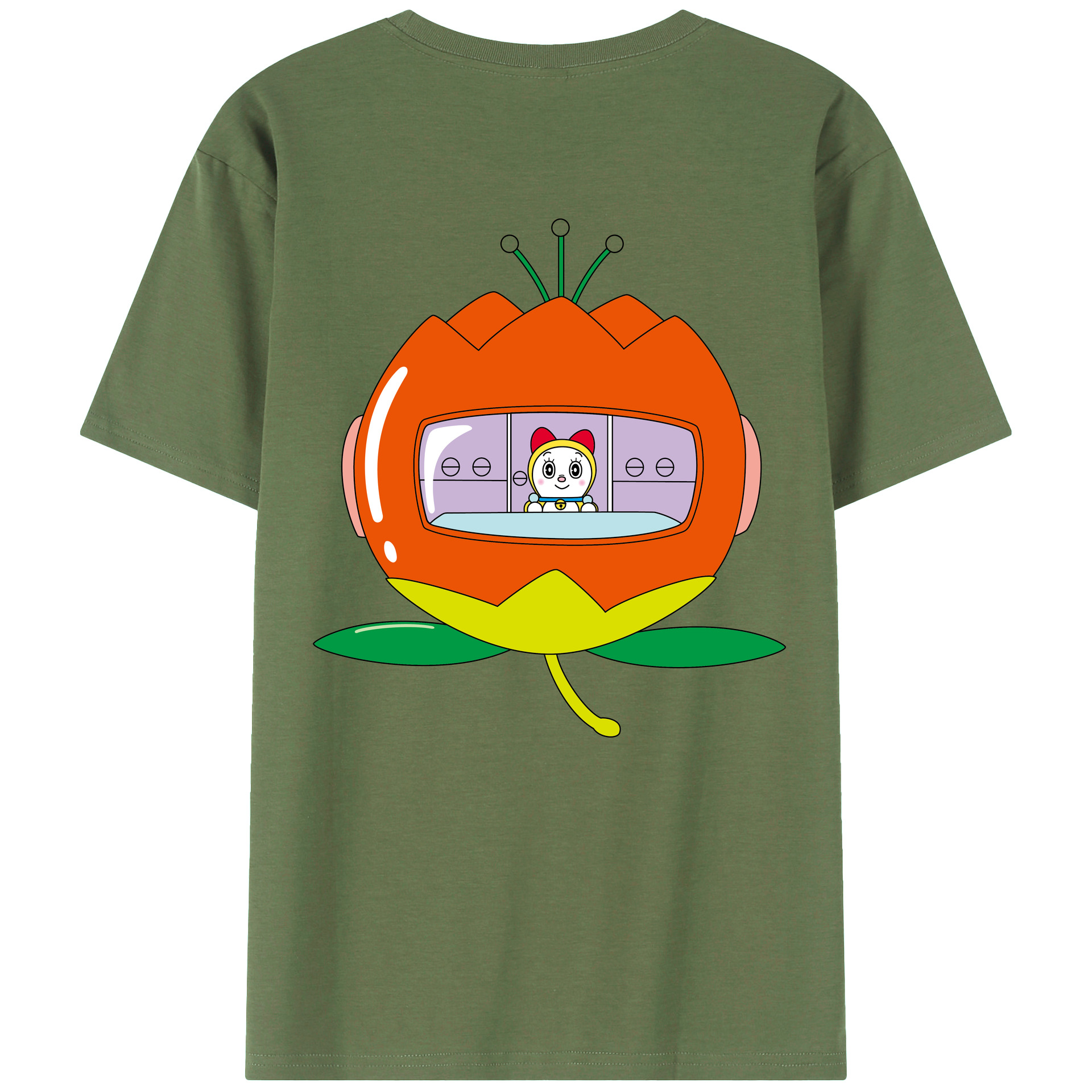 （画像用） ドラえもん ドラミ Doraemon Dorami 綿100％ メンズ半袖Tシャツ（バックプリント） 通気性